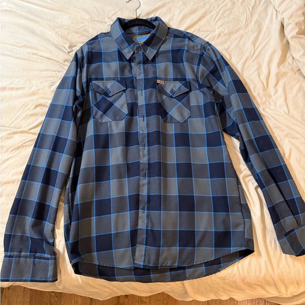 DIXXON Navy and Light Blue Plaid Men's Shirt